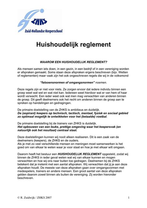 moeke fie|Huishoudelijk Reglement